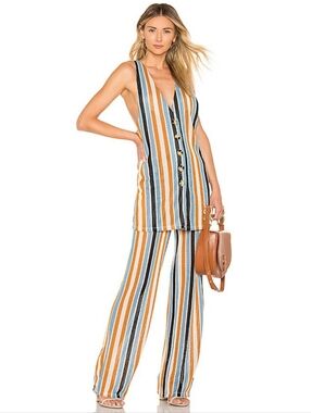 Free People Bridget Stripe Set Mustard Knit Vest And Pants Women's Size Large
